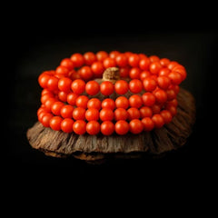 Museum-level Baoshan solitary Nanhong 108 multi-circle natural agate bracelet Buddha beads full color and full meat 7.5mm