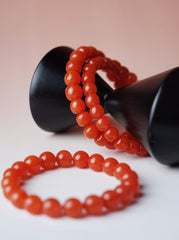 Original ore Nanhong | Sichuan material combined with cherry red old round bead bracelet 8-9-10-11mm without glue injection and no optimization
