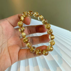 Natural titanium crystal bracelet plate titanium golden rutilated crystal bracelet Venus crystal bracelet raw stone 8mm titanium crystal (10016-5)