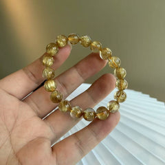 Natural titanium crystal bracelet plate titanium golden rutilated crystal bracelet Venus crystal bracelet raw stone 8mm titanium crystal (10016-5)