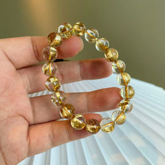 Natural titanium crystal bracelet plate titanium golden rutilated crystal bracelet Venus crystal bracelet raw stone 8mm titanium crystal (10016-5)